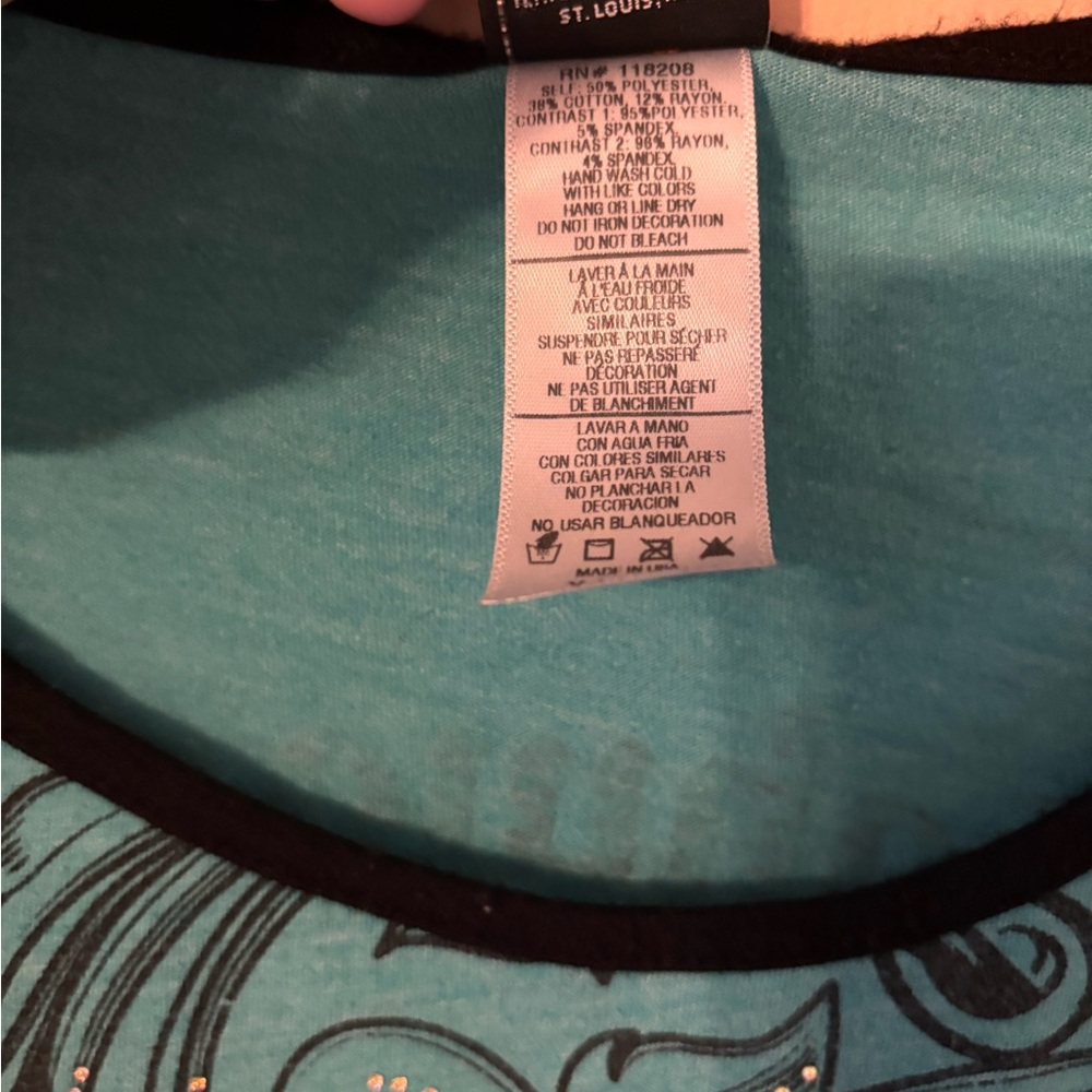 Harley Davidson Womens XL Teal Sequin Pattern Mesh Half Sleeve Size Coos Bay, OR - Picture 5 of 7